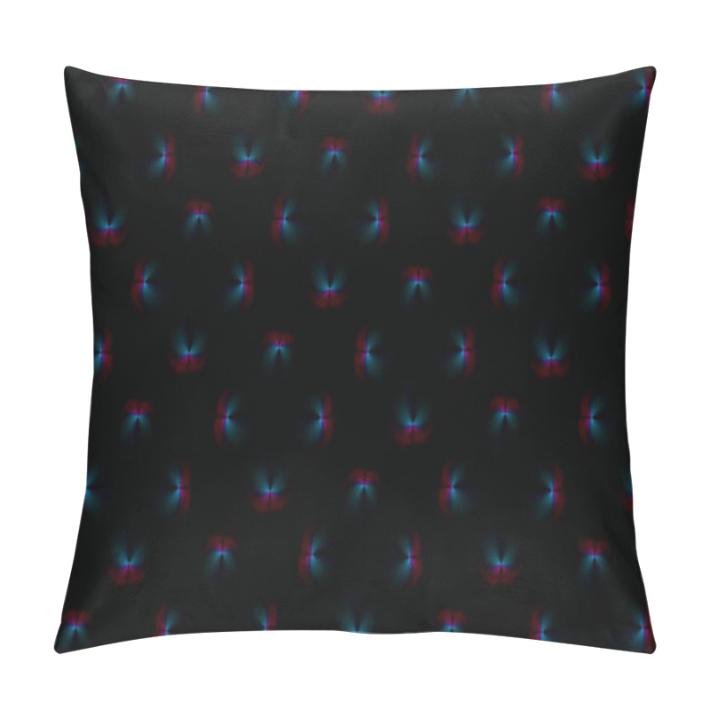 Personality  Blue-red Butterflies On A Black Background. Background Image.A Repeating Pattern Of Blue-red Butterflies In A Diamond Shape. Pillow Covers