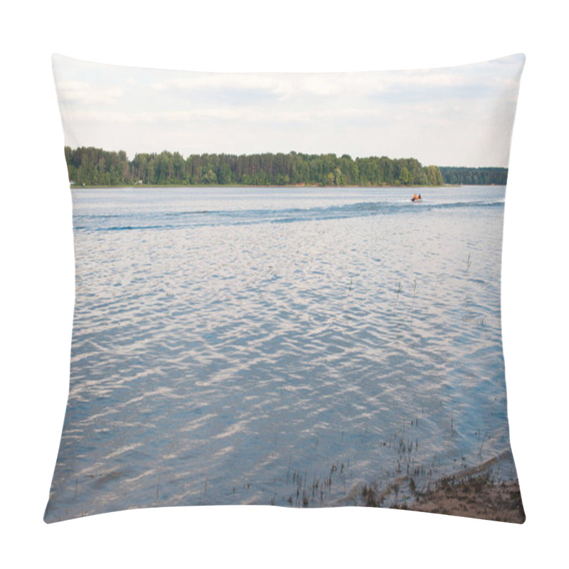 Personality  Rest On The Forest Lake. View From The Shore Of The Fishing Lake In The Early Morning In The Fog. Place For Text. Pillow Covers