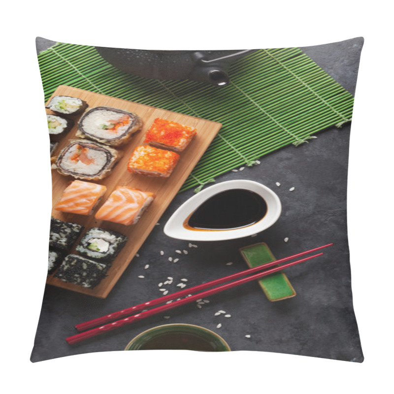 Personality  Sushi And Maki Rolls And Green Tea Pillow Covers