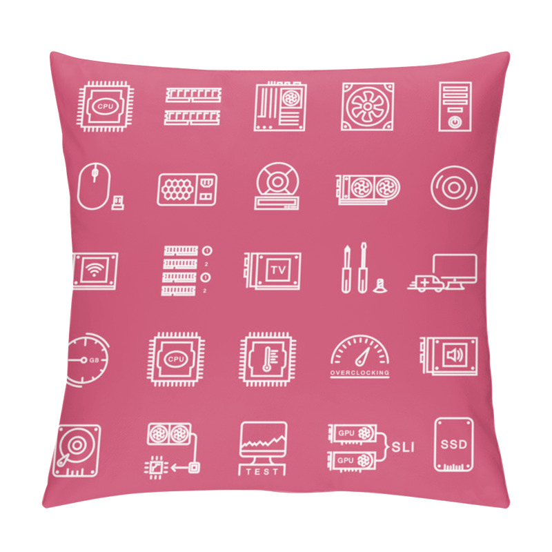 Personality  Set Vector Flat Line Icons Upgrading Computer Pillow Covers