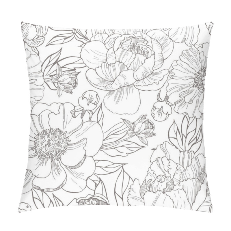 Personality   Hand Drawn Peonies. Vector Seamless  Pattern. Pillow Covers