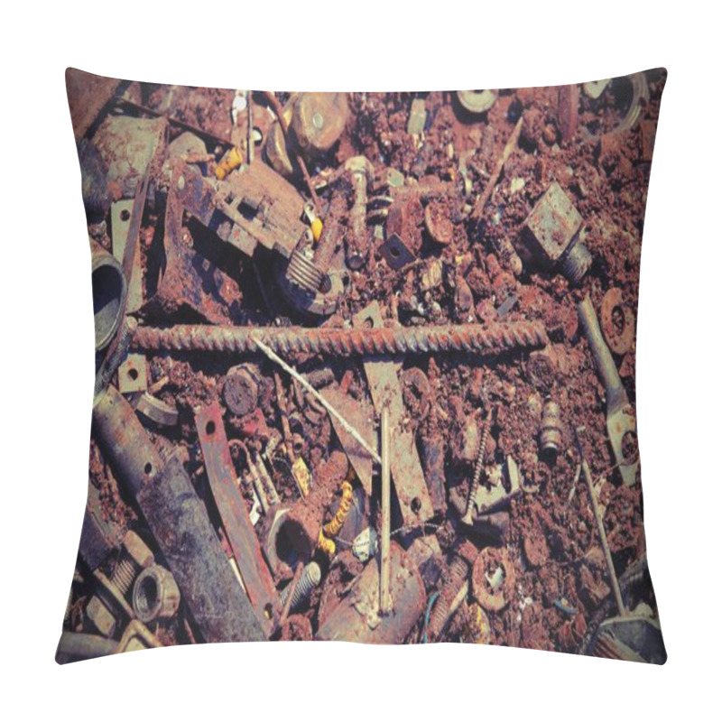 Personality  Many Broken Used Rusted Metal Objects In Recycling Pillow Covers