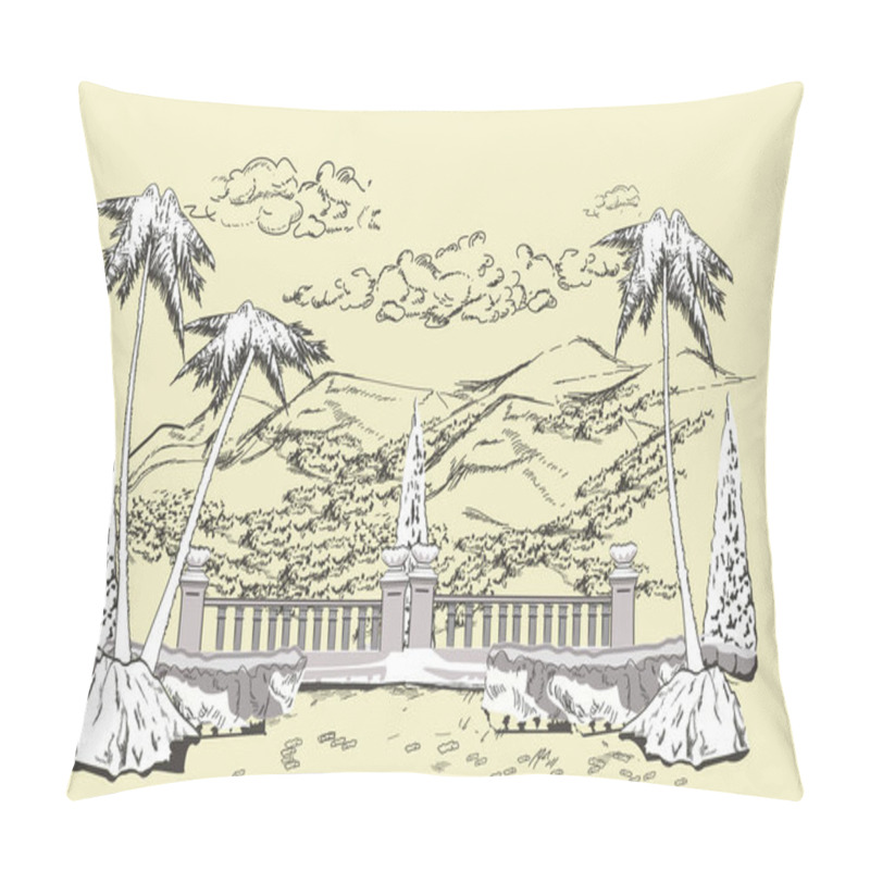 Personality  Series Of Park Landscapes Views With Threes In Lines. Footpath In The Middle Of The Lawn.  Pillow Covers