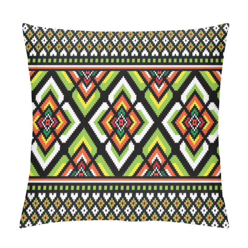 Personality  Fabric Pixel Abstract Geometric Pattern Thai Stye Design For Clothing, Fabric, Background, Wallpaper, Wrapping, Batik. Knitwear, Embroidery Style. Aztec Geometric Art Ornament Pillow Covers