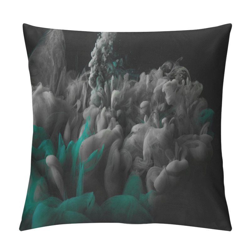 Personality  Abstract Dark Texture With Green And Grey Splashes Of Ink Pillow Covers