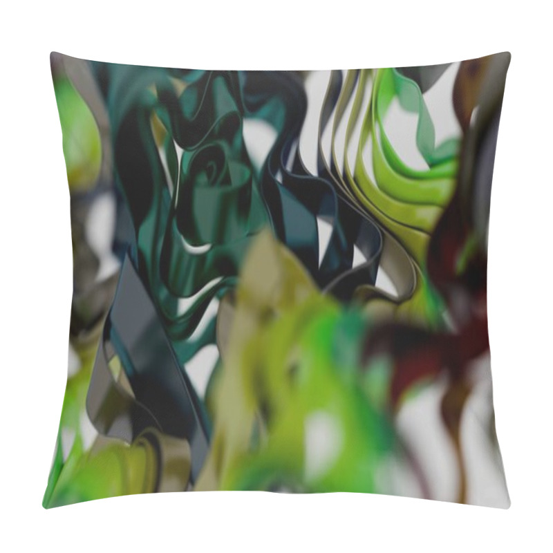 Personality  Abstract Organic Ribbons In Green And Earth Tones Pillow Covers