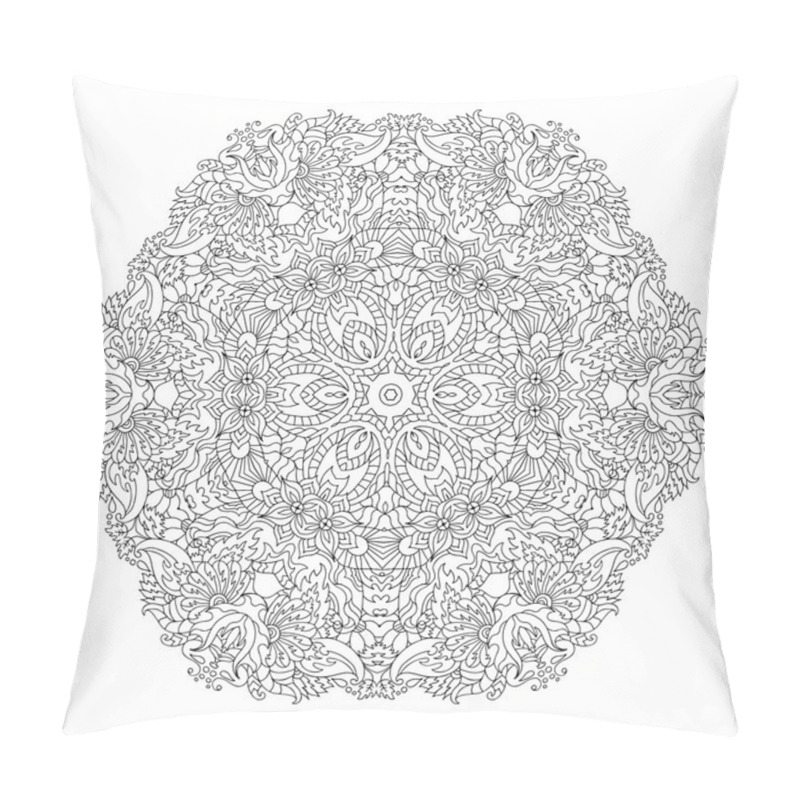 Personality  Hand Drawn Zentangle Circle Flower Ornament. Pillow Covers