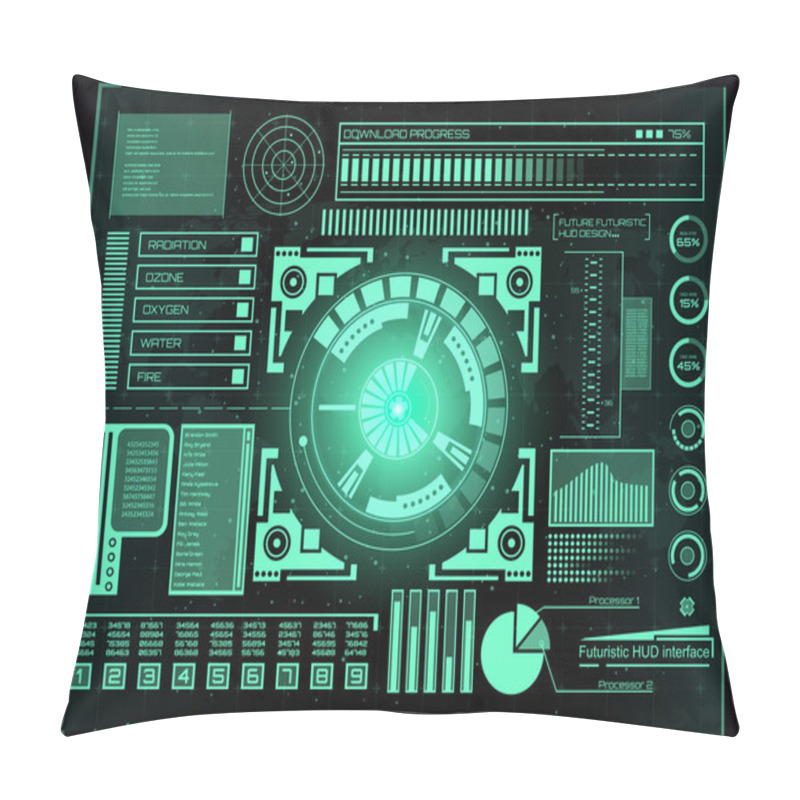 Personality  Abstract Future, Concept Vector Futuristic Blue Virtual Graphic Touch User Interface HUD. For Web, Site, Mobile Applications Isolated On Black Background, Techno, Online Design, Business, Gui, Ui Pillow Covers