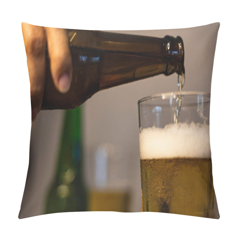 Personality  Pouring Beer In Glass, Backgrounds For Advertisements And Wallpapers In Party And Drinking Scene. Actual Images In Decorating Ideas. Pillow Covers