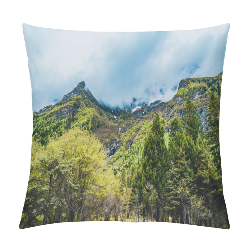 Personality  Shuangqiaogou Gorge Of Siguniang Mountain In Aba Tibetan And Qiang Autonomous Prefecture, Sichuan, China. The Forest In The Cloud Of The Mountain In Shuangqiaogou Valley. Plateau Meadow In Shuangqiaogou Pillow Covers