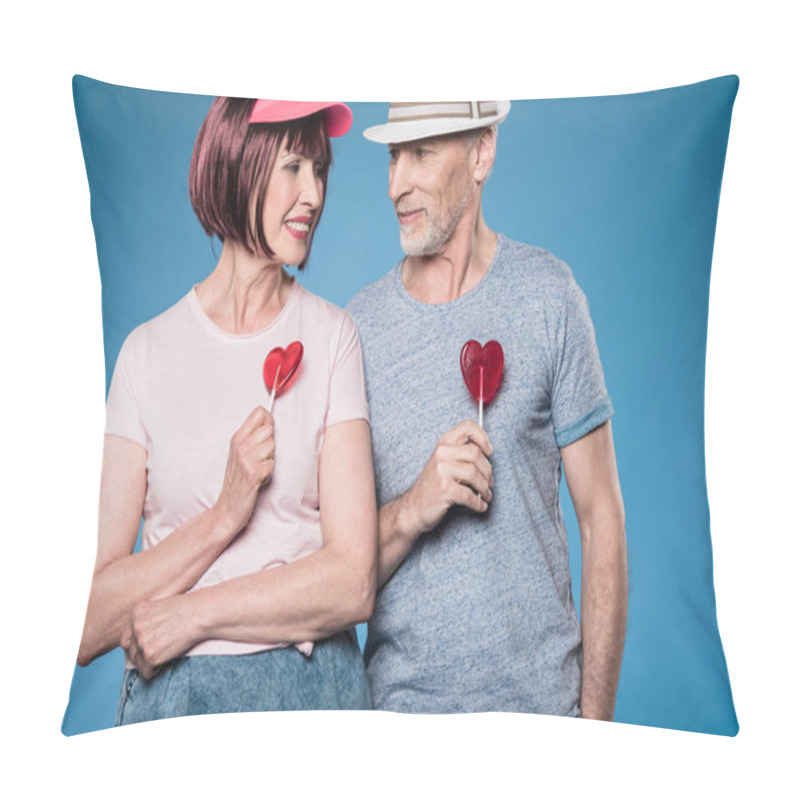 Personality  Fashionable Elderly Couple Holding Lollipops Pillow Covers