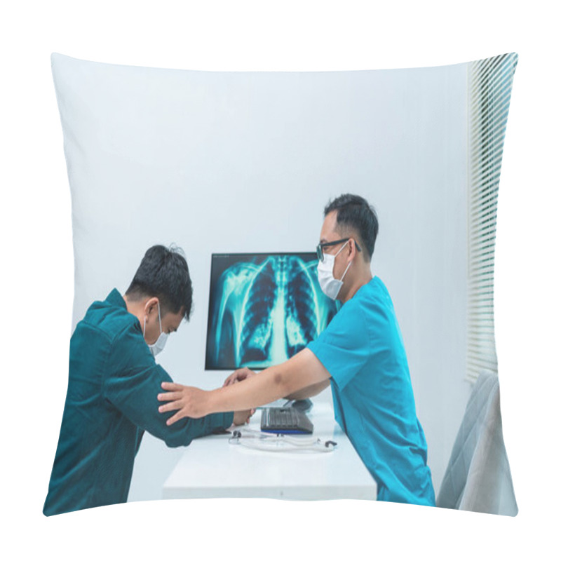 Personality  Doctor Providing Comfort To Patient Pillow Covers