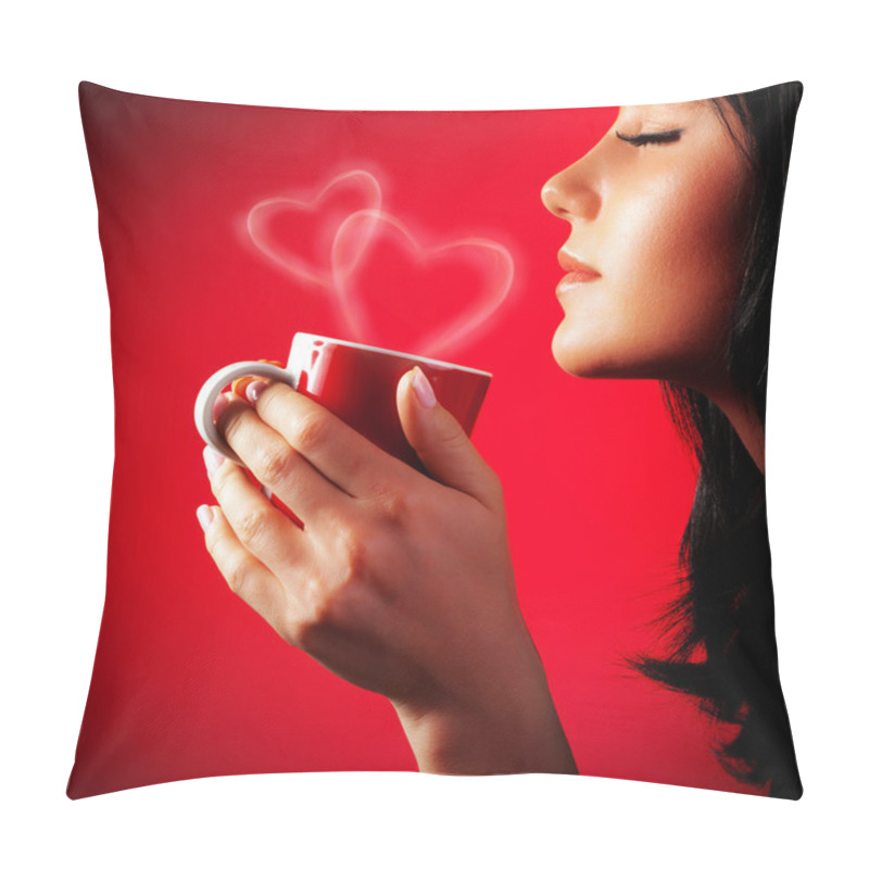 Personality  Beautiful Lady Drinking Coffee Pillow Covers