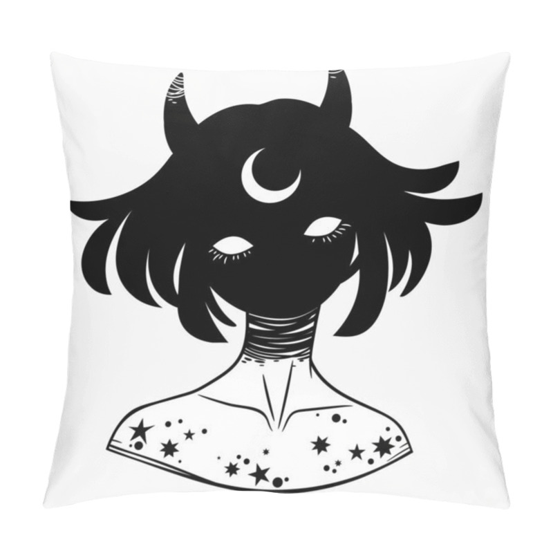 Personality  Girl With Horns, Mystical Creature Pillow Covers