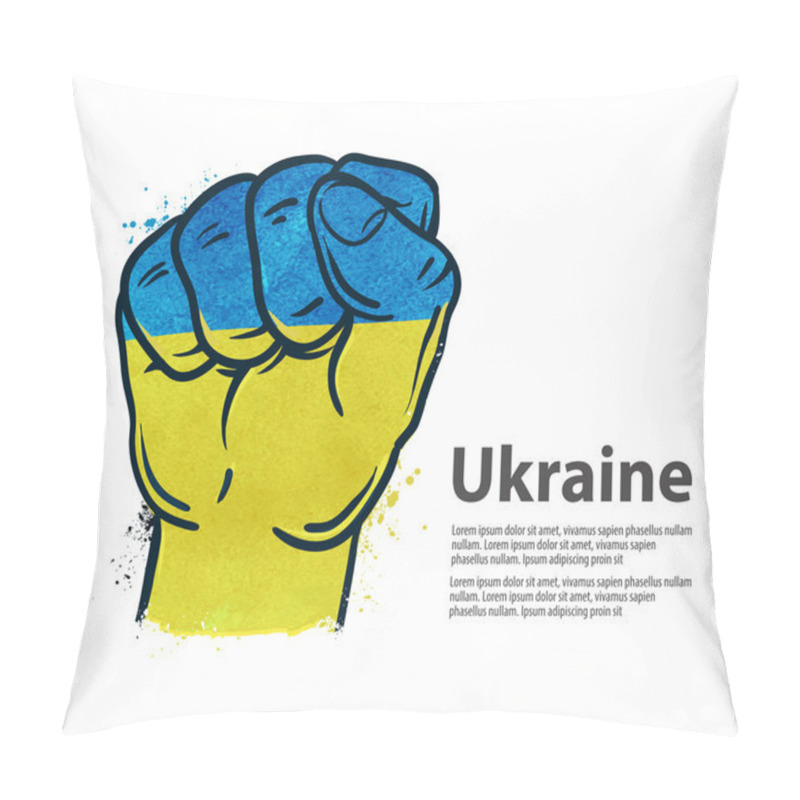 Personality  Fist. Flag Ukraine, Kiev. Vector Illustration Pillow Covers