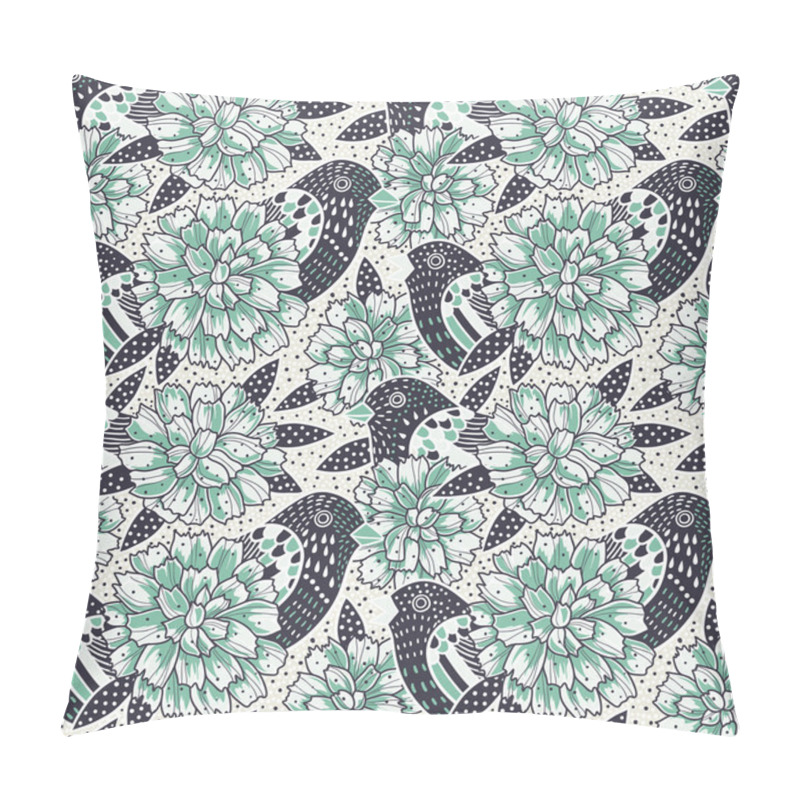 Personality  Seamless Floral Pattern With Birds Pillow Covers