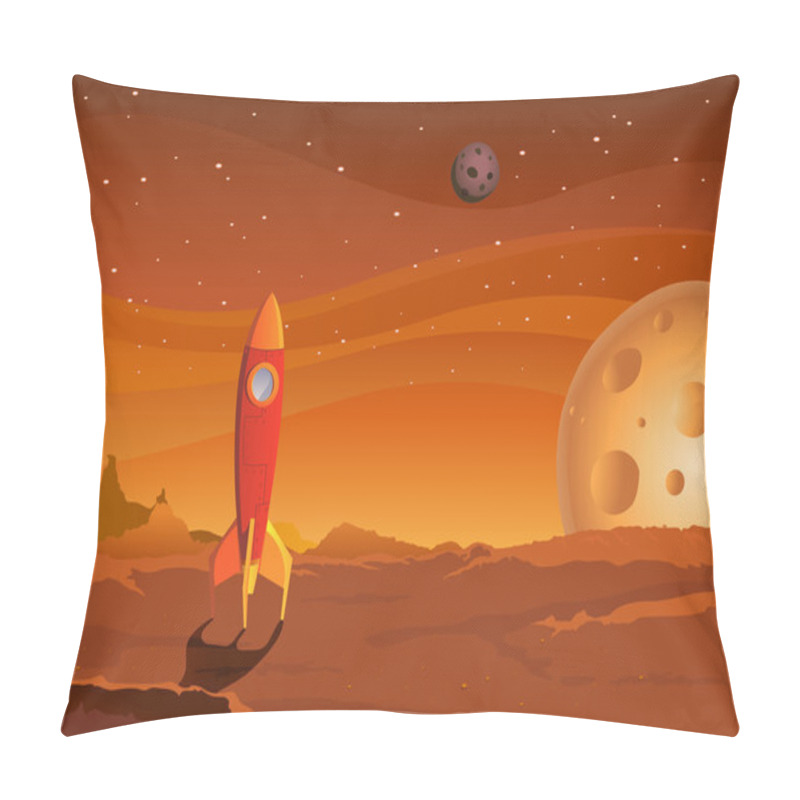 Personality  Spaceship-on-martian-landscape Pillow Covers