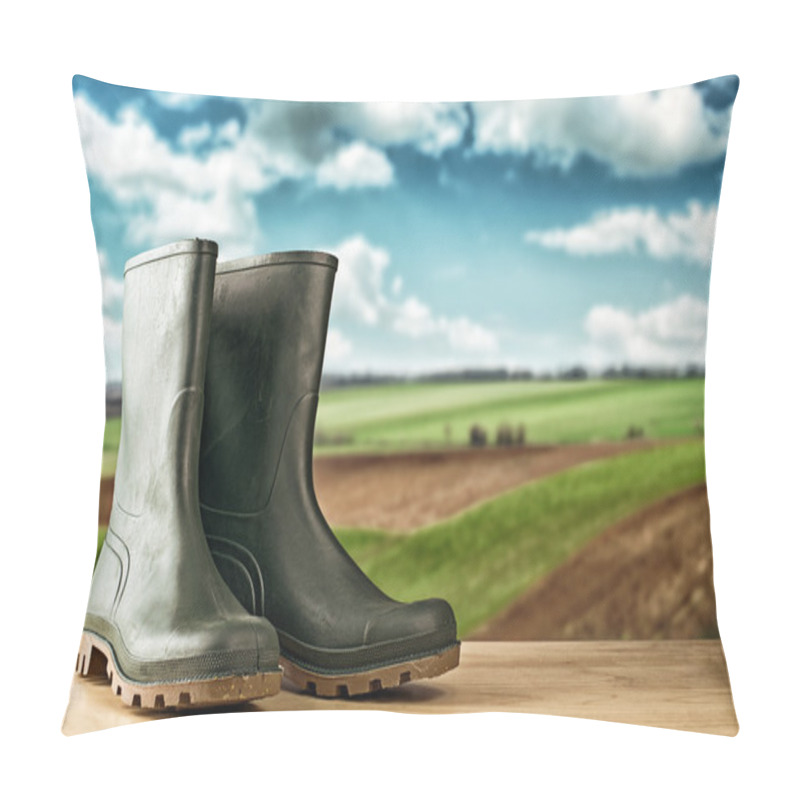 Personality  Green Rubber Boots For Garden Work Pillow Covers