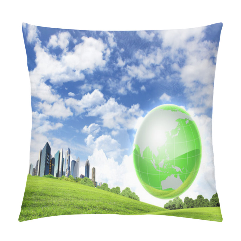 Personality  Green Planet Against Blue Sky And Clean Nature Pillow Covers