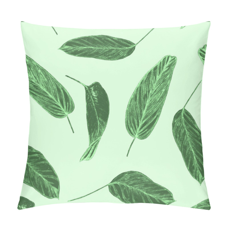 Personality  Tropical Seamless Pattern With Jungle Leaves. Maranta. Beautiful Allover Print With Hand Drawn Exotic Plants. Summer Natural Background. Pillow Covers