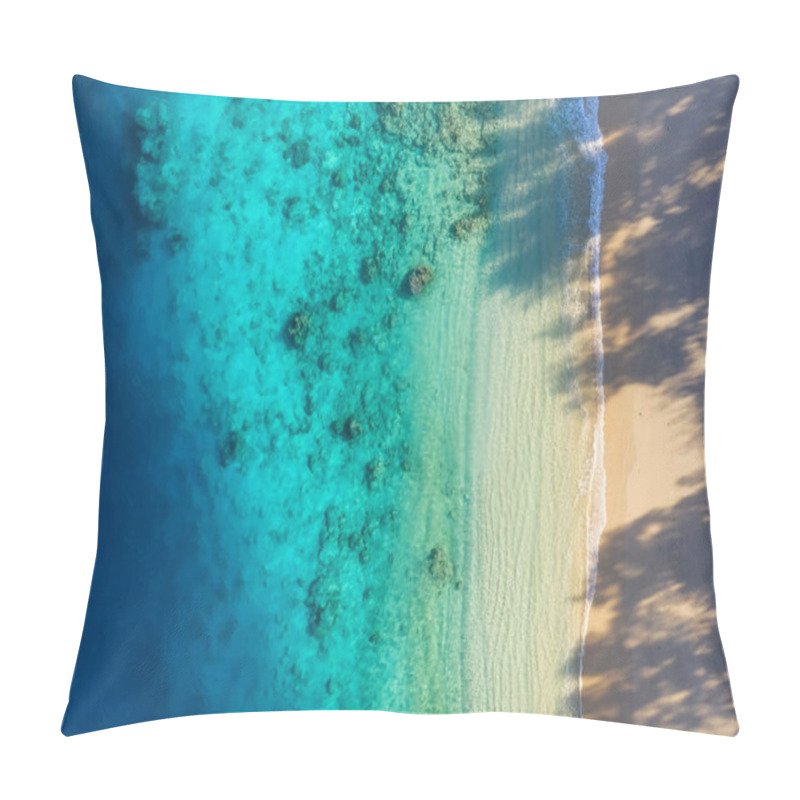 Personality  Sea Coast As A Background From Top View. Turquoise Water Background From Top View. Summer Seascape From Air. Bali Island, Indonesia. Travel - Image Pillow Covers