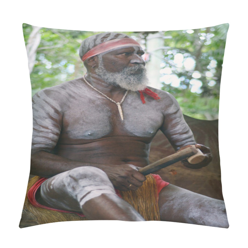 Personality  Yirrganydji Aboriginal Man Play Aboriginal Music With Clapstick Pillow Covers