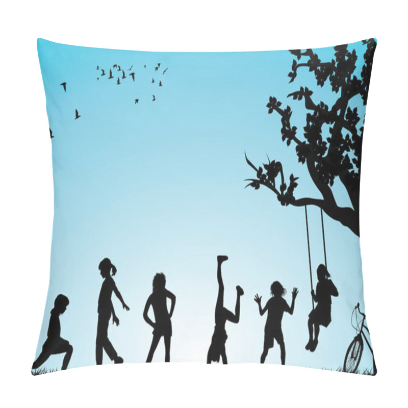 Personality  Children Playing In A Park Pillow Covers