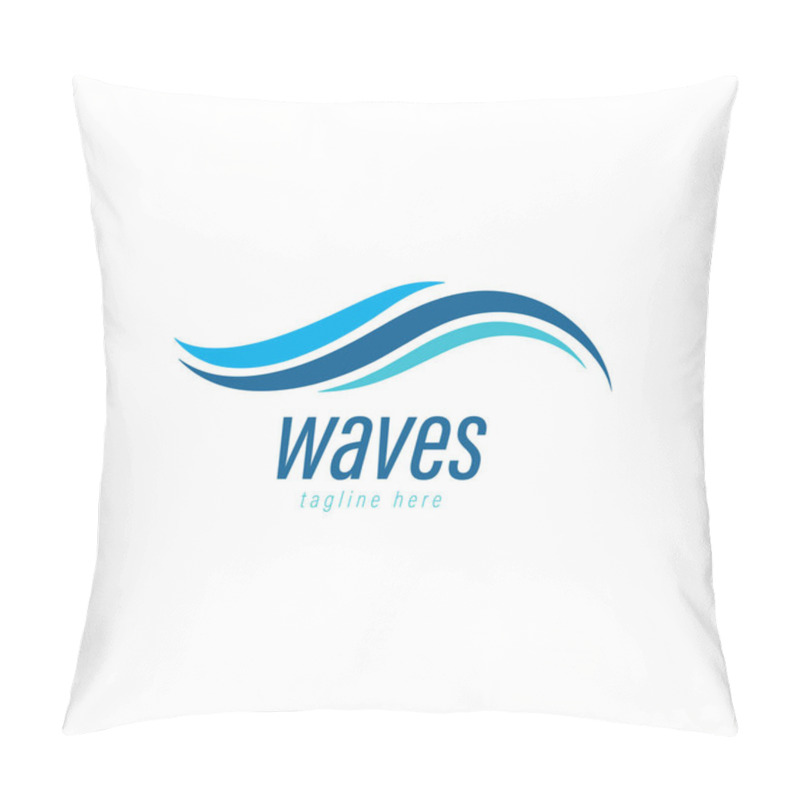 Personality  Wave Logo. Water Logo. Wave Icon Pillow Covers