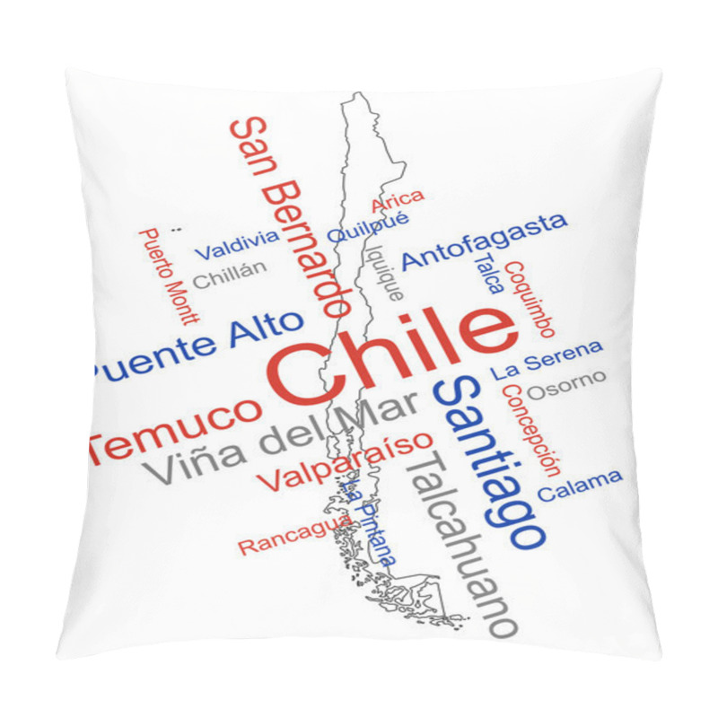 Personality  Chile Map And Cities Pillow Covers