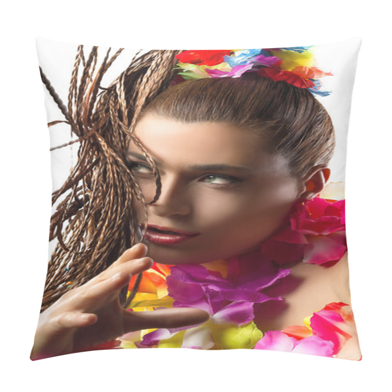 Personality  Luau Party Girl. Exotic Hula Dancer. Braiding Hair. Pillow Covers