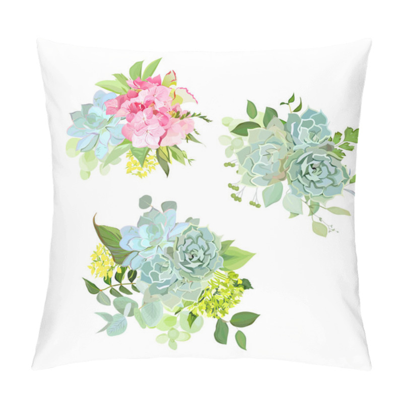 Personality  Stylish Mix Of Spring Bouquets Vector Design Set Pillow Covers