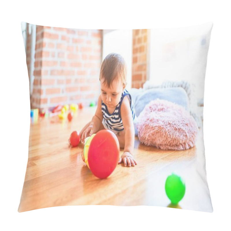 Personality  Adorable Toddler Playing Around Lots Of Toys At Kindergarten Pillow Covers