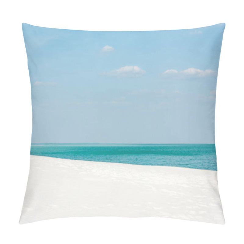 Personality  Beautiful Beach With Turquoise Ocean, White Sand And Blue Sky With White Clouds Pillow Covers