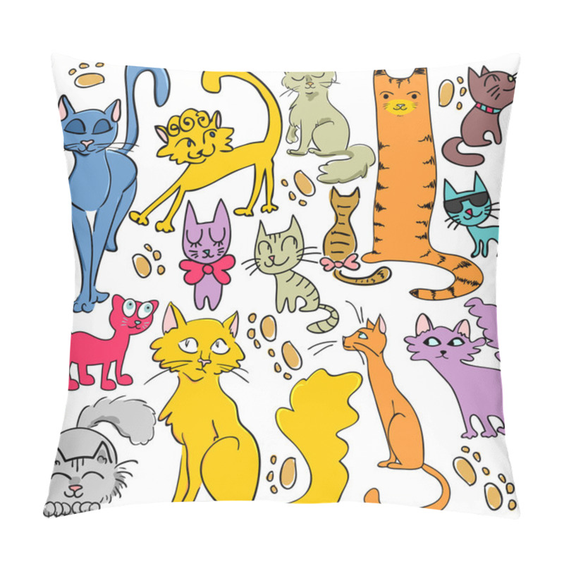 Personality  Set Of Cute Hand Drawn Cats Pillow Covers