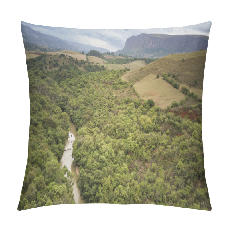 Personality  Aerial View Of Serra Da Canastra And So Francisco River Valley On A Cloudy Day, Brazil Pillow Covers