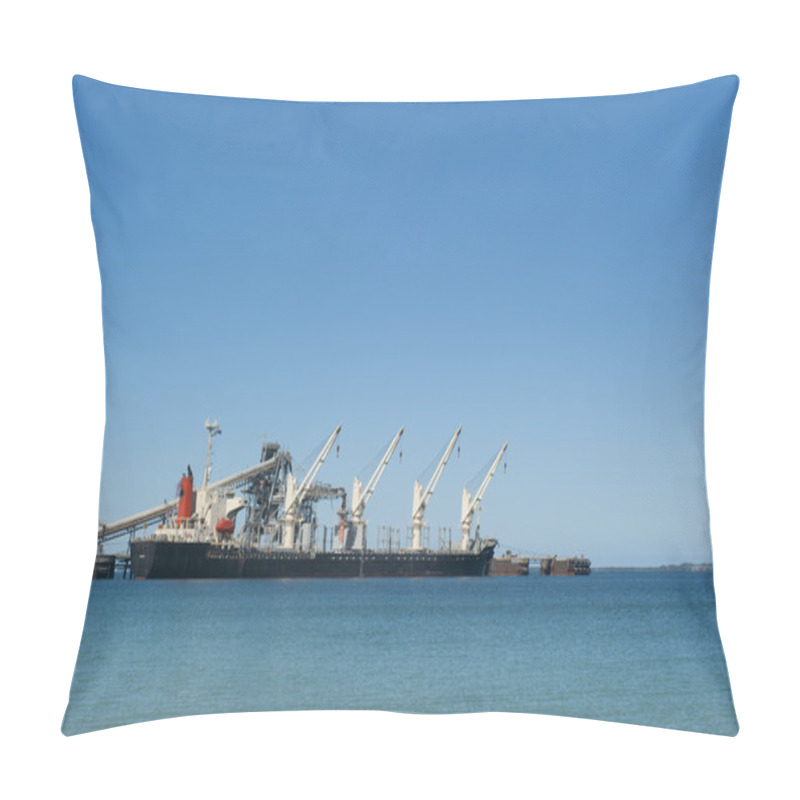 Personality  Freight Vessel Anchoring At Jetty Pillow Covers