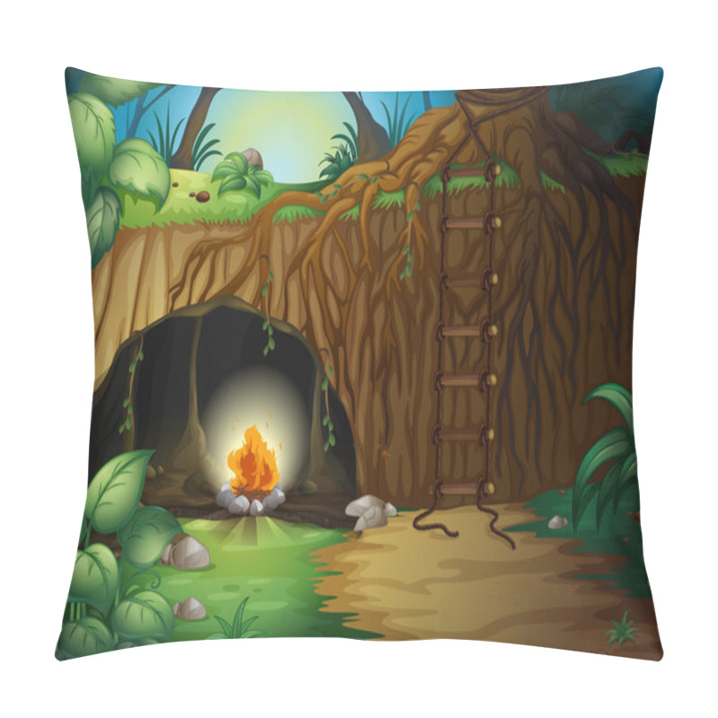 Personality  A Camp Fire In A Cave Pillow Covers