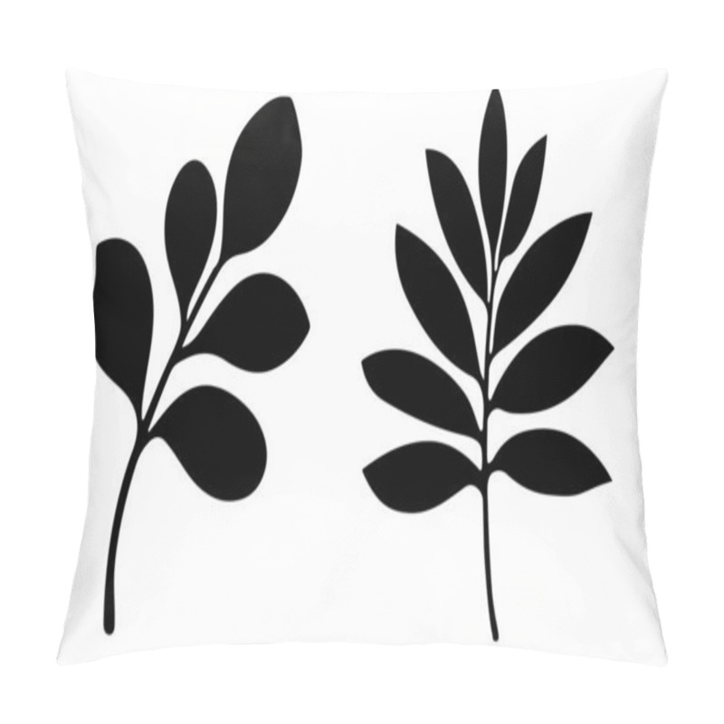 Personality  Modern Black And White Leaf Silhouettes Vector Art On White Background Pillow Covers