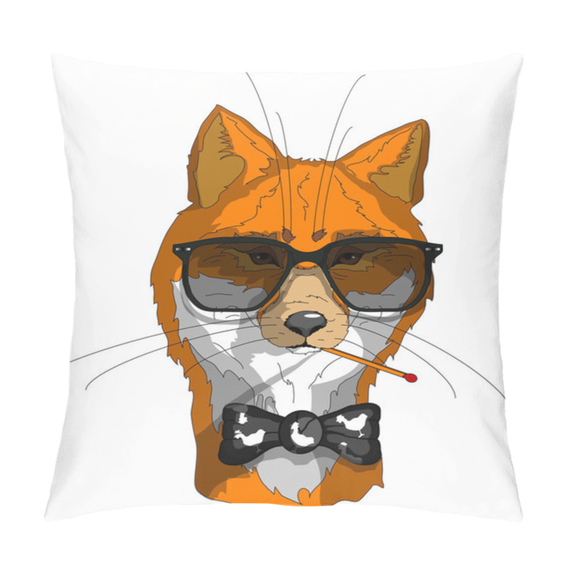 Personality  Hipster Fox In Glasses Pillow Covers