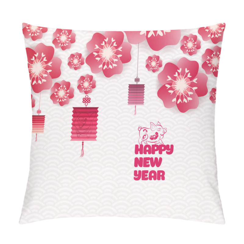 Personality  Chinese New Year 2019 Background Blooming Sakura Branches Pillow Covers