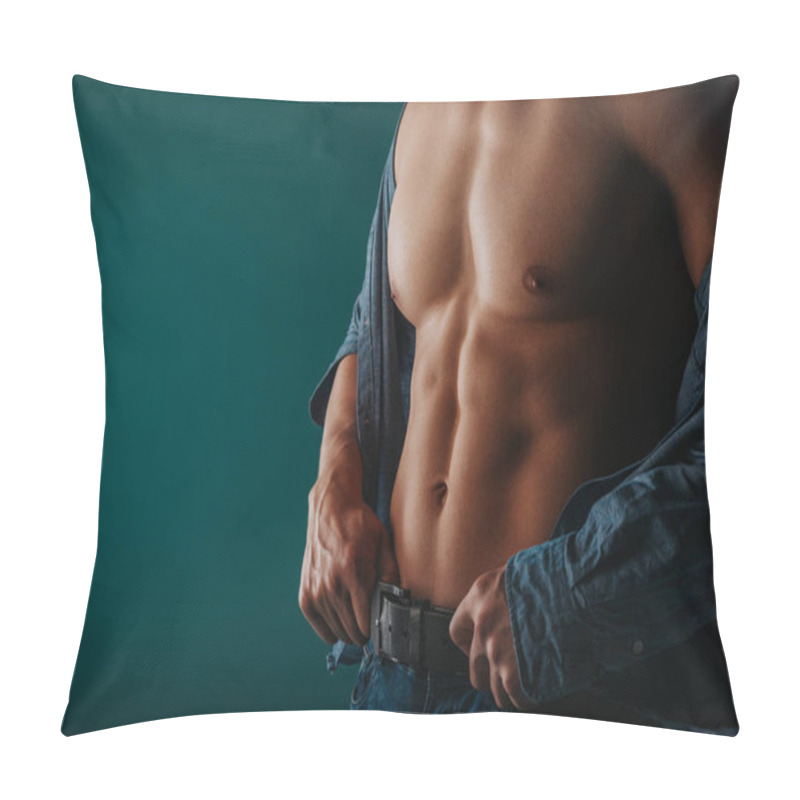 Personality  Young Muscular Man With Naked Upper Body Posing In The Studio With His Arms On His Waist Pillow Covers