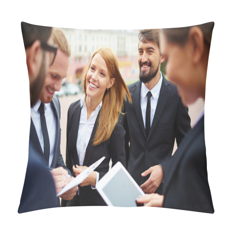 Personality  Business People Discussing Ideas Pillow Covers