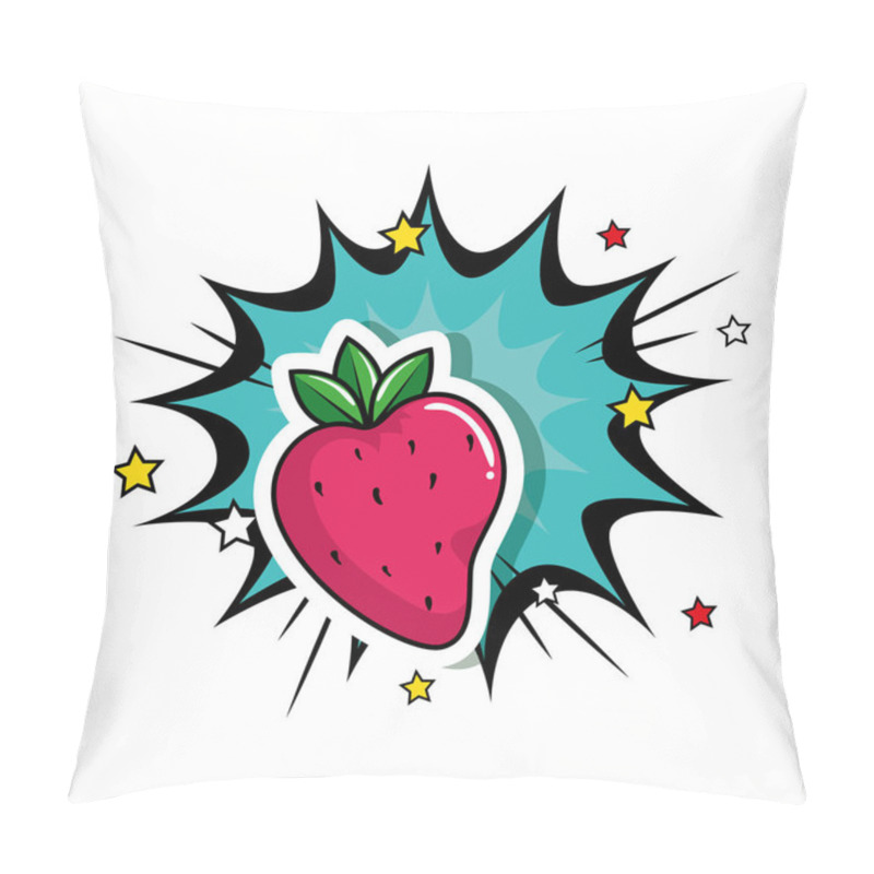 Personality  Delicious Strawberry With Explosion Pop Art Style Icon Pillow Covers