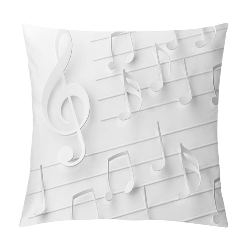 Personality  Abstract Concept Of Symphony And Classical Music.Treble Clef And Music Sheet In White Color. Pillow Covers