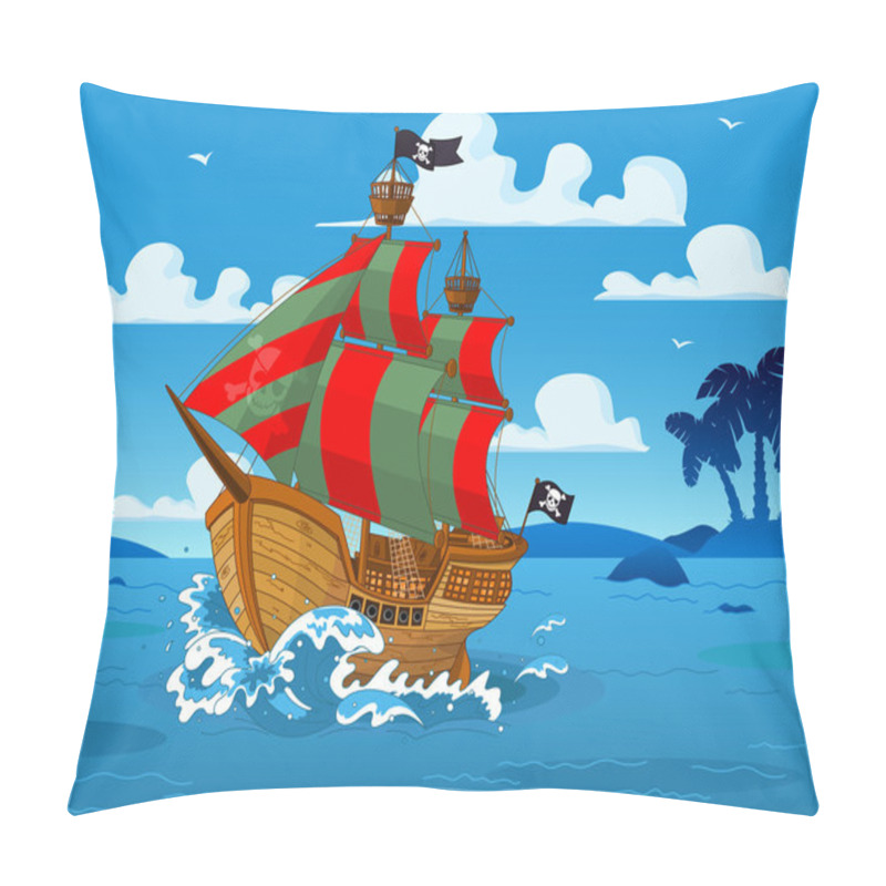 Personality  Pirate Ship At Sea Pillow Covers