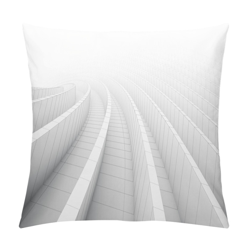 Personality  Abstract 3d Curved Background With Line. Circular Shapes Modern Minimalistic Design. White Smooth Geometric. 3d Rendering Pillow Covers