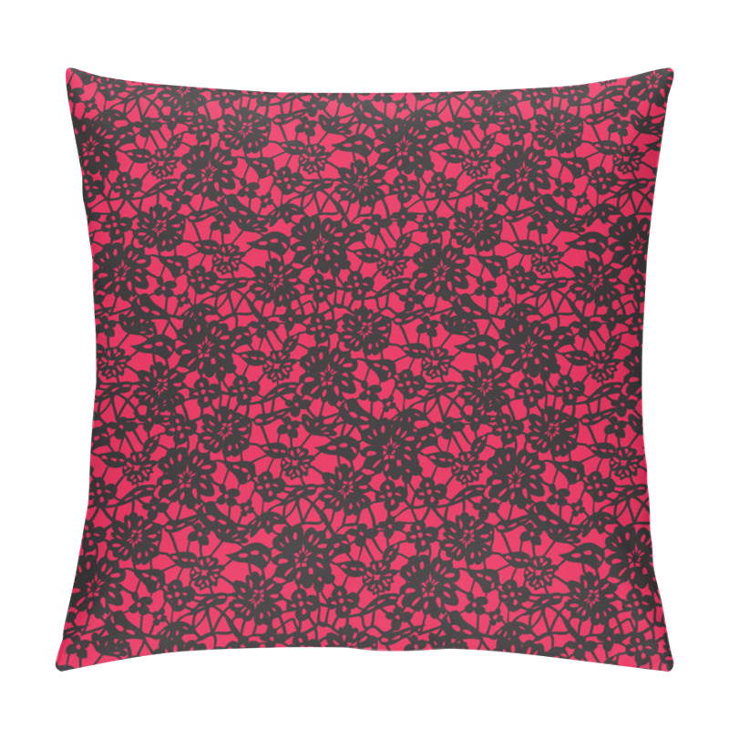 Personality  Black Lace On Red Background Pillow Covers