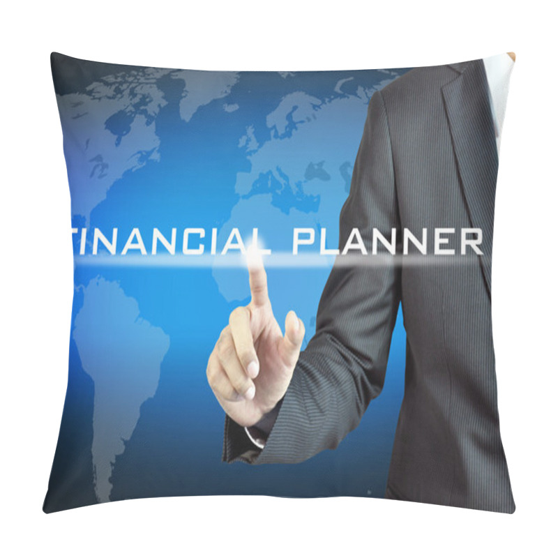 Personality  Hand Pointing To FINANCIAL PLANNER Sign Pillow Covers