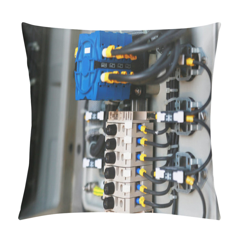 Personality  Electrical Terminal In Junction Box And Service By Technician. Electrical Device Install In Control Panel For Support Program And Control Function By PLC. Routine Visit Check Equipment By Technician. Pillow Covers