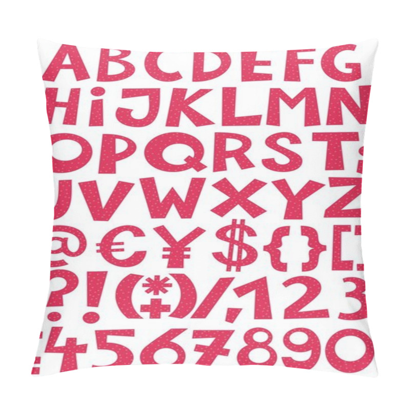 Personality  Red Dotted Light Patterned Letters And Numbers On White Background Alphabet Set Pillow Covers